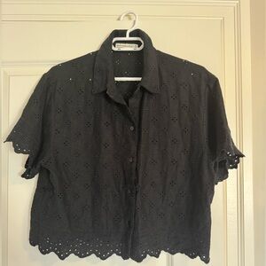 Abercrombie & Fitch Black Eyelet Blouse